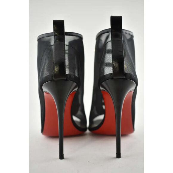 Christian Louboutin Marikate 100 Black Mesh Peep Toe Ankle Bootie Heel Pump 37 - Picture 11 of 12